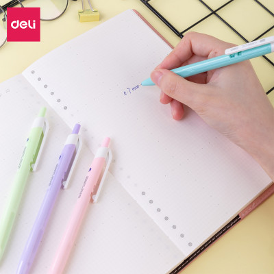 Bút Bi Xanh Ngòi 0.7 Đầu Bấm Deli - Vỏ Nhựa Màu Sắc Xinh Xắn Cute Macaron Pastel Viết Siêu Mượt - Phù Hợp Văn Phòng Học Sinh Ghi Chép Sổ Tay - EQ03330