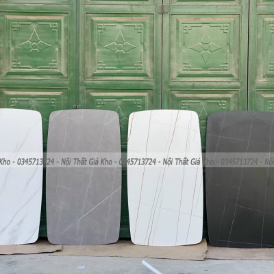 Bộ bàn ăn mặt đá phiến chân chéo chữ X kết hợp ghế Loft chấm bi