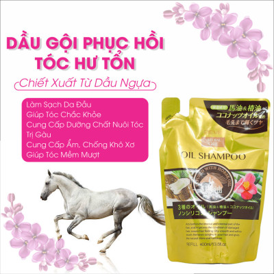 Túi Refill Dầu Gội Đầu Nuôi Dưỡng Tóc Chắc Khỏe Chiết Xuất Tinh Dầu Ngựa Deve Natural Oil Shampoo (400 mL)