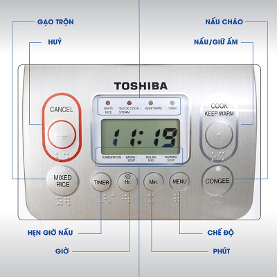 NỒI CƠM ĐIỆN TỬ TOSHIBA RC-18NTFV(W) - Hàng Chính Hãng