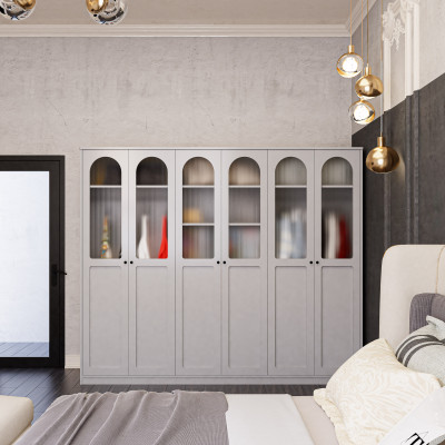 [Happy Home Furniture] SISEEL, Tủ quần áo cửa kính 6 cửa mở , 240cm x 54cm x 200cm ( DxRxC), TCM_187