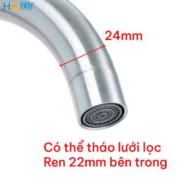 Vòi chậu rửa chén thân lạnh inox 304 kèm dây cấp Hobby home decor RL3