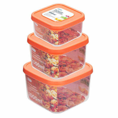 Bộ 3 hộp thực phẩm vuông Hokkaido 500-1000-2000ml (Tặng kèm sticker) - INOCHI- chất lượng chuẩn Nhật Bản