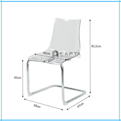 Bộ bàn tròn Tulip tiếp khách văn phòng mặt đá phiến 2 ghế tựa lưng trong suốt nhập khẩu nhỏ gọn