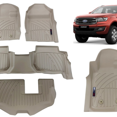 Thảm lót sàn xe ô tô Ford Everest 2016+hn Nhãn hiệu Macsim chất liệu nhựa TPV cao cấp màu be ( fdw-033)