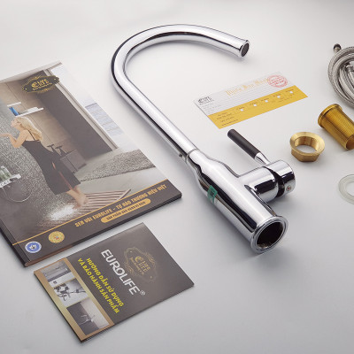 Vòi rửa  chén nóng lạnh Đồng mạ Chrome Eurolife EL-KM04 (Trắng bạc)