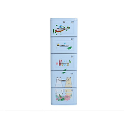 Tủ nhựa 5 tầng Qui Phúc Lucky màu xanh hình Gấu KT  380 x 410 x 1250 mm
