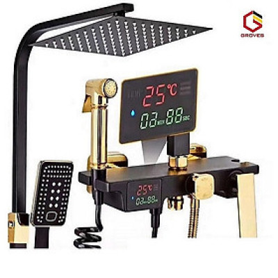 Vòi Sen đồng điện tử đen vàng KB7749