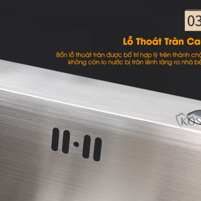 Bồn rửa chén inox 304 KOSKO, chậu rửa chén bát 82x45cm đúc lệch lắp được nhiều loại vòi nước rửa chén