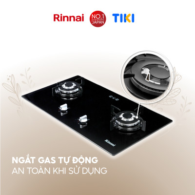 Bếp gas âm Rinnai Rinnai RVB-212BG mặt bếp kính và kiềng bếp men - Hàng chính hãng.