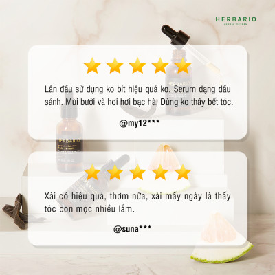 Serum mọc tóc tinh dầu vỏ bưởi & tinh dầu bồ kết herbario 30ml tinh chất kích thích mọc tóc nhanh, ngăn rụng tóc, hỗ trợ trị Rụng Tóc, làm tóc dài nhanh