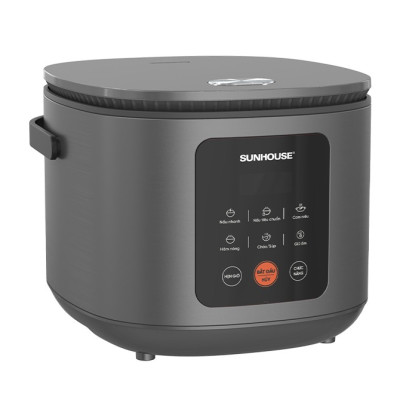 Nồi cơm điện tử 1.5L Sunhouse SHD8825 - 700W, 6 chức năng, Hẹn giờ nấu 24h, Chống dính Daikin 2 lớp, Lòng nồi 1.2mm - Hàng chính hãng
