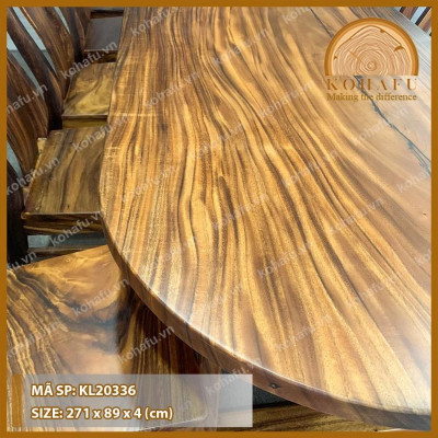 Bàn Oval Gỗ Me Tây Nguyên Tấm KOHAFU