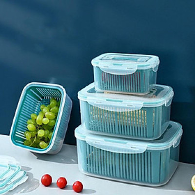 BỘ 5 HỘP ĐỰNG ĐỒ, THỰC PHẨM TỦ LẠNH 2 NGĂN CÓ NẮP ĐẬY CAO CẤP