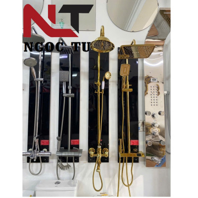 Sen cây mạ vàng tắm đứng chính hãng GROVES nhập khẩu nóng lạnh đính đá ngọc GS 8766