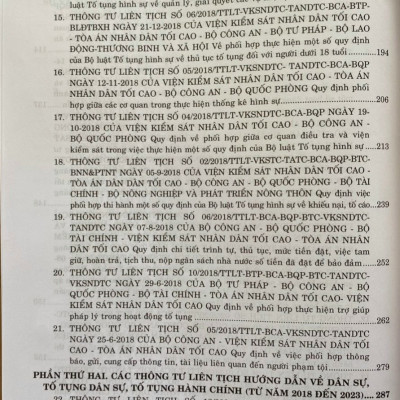 Sách- Các Thông Tư Liên Tịch Của Tòa Án Nhân Dân Tối Cao - Viện Kiểm Sát Nhân Dân Tối Cao - Bộ Tư Pháp - Bộ Công An - Bộ Quốc Phòng
