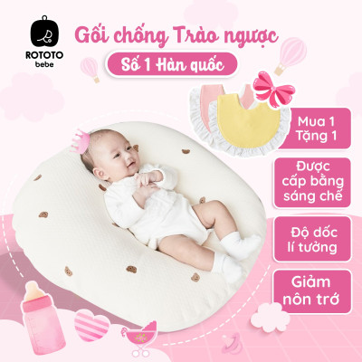 Gối chống trào ngược cho bé - Gối chữ C cao cấp nhập khẩu ROTOTO (Vàng họa tiết chim sẻ)