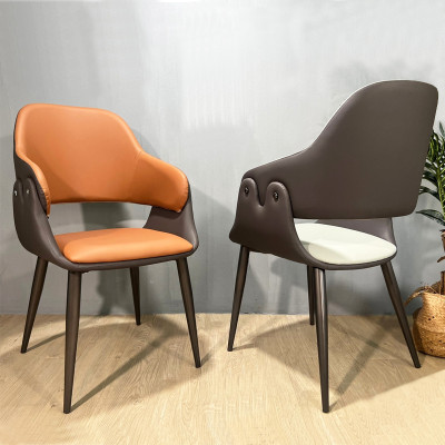 Ghế ăn nhà hàng nệm da PVC màu Xám nhạt nâu ECO 31A-P Nội thất Capta Ghế tiếp khách nệm bọc simili cao cấp chân sắt sơn màu đen