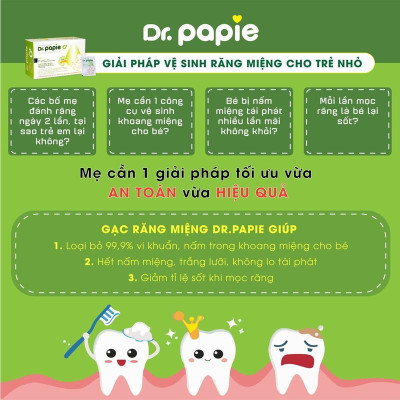 Combo 2 Hộp - 60 Gạc Rơ Lưỡi, Vệ Sinh Răng Miệng Cho Bé - DR.PAPIE