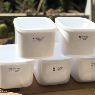 Hộp đựng thực phẩm Nakaya White Pack có nắp gioăng silicon - Nội địa Nhật Bản
