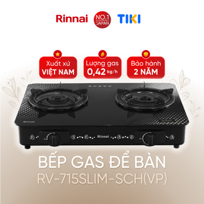 Bếp gas dương Rinnai RV-715Slim-SCH(VP) mặt bếp kính SCHOTT và kiềng bếp men - Hàng chính hãng.