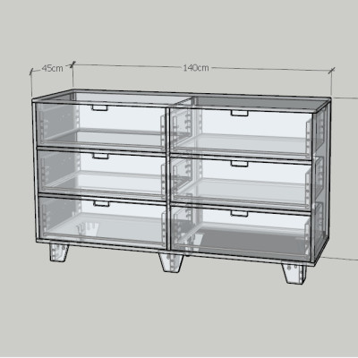 HAPPY FURNITURE , ALVA - Tủ lưu trữ 6 ngăn kéo , THK_230 , 140cm x 45cm x 82cm DxRxC