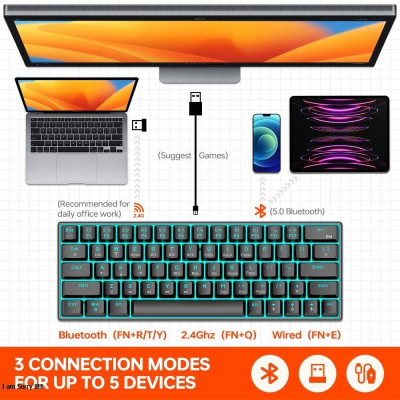 Bàn Phím Cơ Không Dây T-WOLF T30 Blue Switch - Hàng Chính Hãng