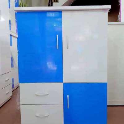 Tủ nhựa đài loan 2 cánh 2 ngăn kéo 1 cánh mở - xanh trắng (cao 1m15 x rộng 85cm x sâu 45cm)