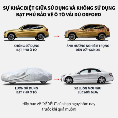Bạt vải dù oxford bảo vệ xe ô tô, áo trùm oto chống nắng nóng, mưa cho xe ô tô