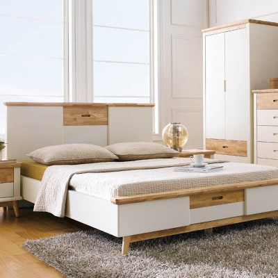 Giường Đôi Vivid Gỗ Tự Nhiên Ibie BBDVIVR - Trắng