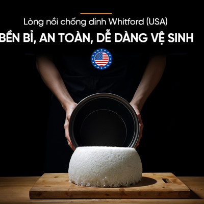 Nồi cơm điện tử 1.8L Sunhouse SHD8909B - 6 chế dộ, giữ ấm 12 tiếng - Mâm nhiệt lớn, cơm dẻo, chín đều - Hàng chính hãng