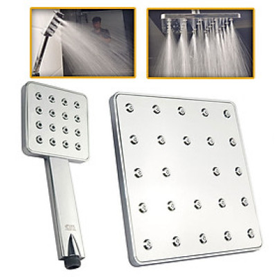 Bộ đài sen, tay sen vuông nhựa ABS mạ Chrome cao cấp Eurolife EL-DSV 02 (Trắng bạc)