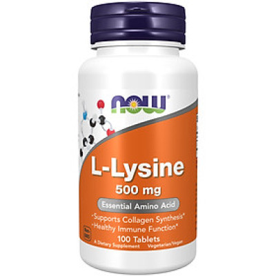 Viên Uống NOW FOODS L-Lysine 500mg Tăng Cường Sức Đề Kháng, Nhanh Lành Các Vêt Tổn Thương Ở Da, Người Biếng Ăn Lọ 100 Viên