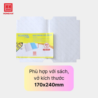 Bọc decal Hồng Hà  vở ô ly, sách bài tập ( 280x380mm ) (10 chiếc/tập) - 3562
