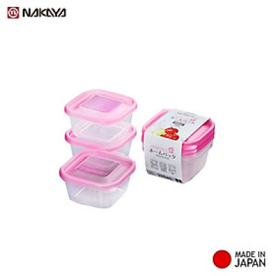 Bộ 3 hộp nhựa bảo quản thực phẩm Nakaya 300ml - Made in Japan
