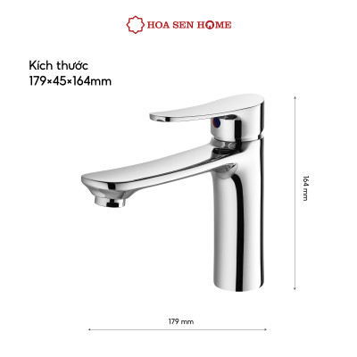 Vòi lavabo nóng lạnh TUSLO F005 Luxury chất liệu đồng nguyên chất, mạ Crom-Niken, công nghệ tạo bọt khí hiện đại - Hoa Sen Home - Hàng chính hãng