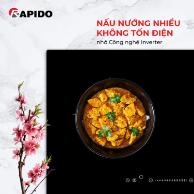 Bếp từ đôi Rapido RI4000BN 4000W 9 cấp độ công suất, công nghệ inverter tiết kiệm điện, bảo hành 24 tháng - Hàng chính hãng