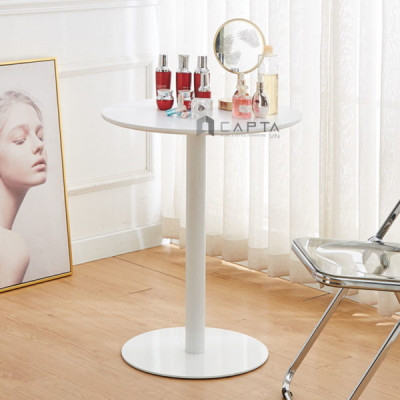 Bàn cafe mặt tròn chân trụ màu trắng MDF TE1542-06W Nội thất Capta Bàn tiếp khách mặt gỗ MDF chân sắt sơn tĩnh điện nhỏ gọn, bàn chụp ảnh sản phẩm décor đẹp