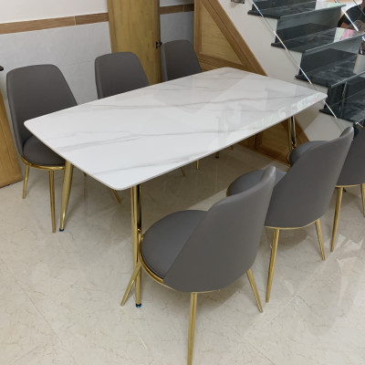 Bộ Bàn ăn Juno Sofa Cao cấp 6 ghế - Mặt đá 1m6