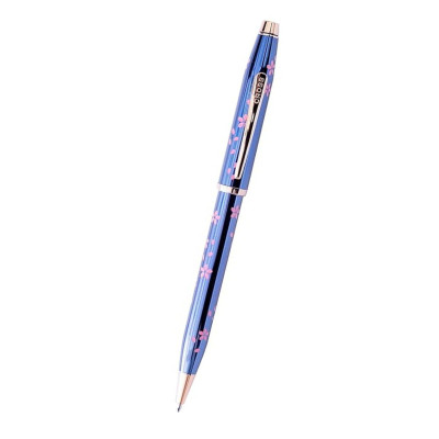 Bút Ký Doanh Nhân Bút Bi Khô Century II Hoa Anh Đào Sơn Mài Xanh Lam Mạ Vàng Hồng