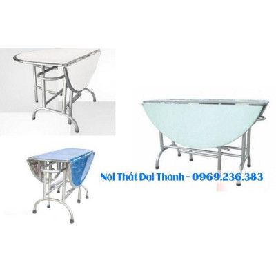 Bàn tròn gấp 3 cao cấp inox 304 không rỉ sét bền bỉ
