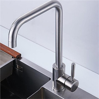 Vòi chậu rửa bát nóng, lạnh Inox sus 304 cần vuông cắm chậu KAN HD ZY+2 Dây cấp chân đồng