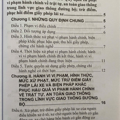 Quy Định Xử Phạt Vi Phạm Hành Chính Về Trật Tự, An Toàn Giao Thông Trong Lĩnh Vực Giao Thông Đường Bộ; Trừ Điểm, Phục Hồi Điểm Giấy Phép Lái Xe