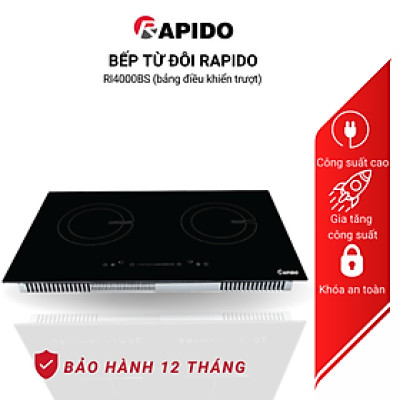 Bếp từ đôi Rapido RI4000BS công suất 4000W chính hãng Rapido - Hàng chính hãng
