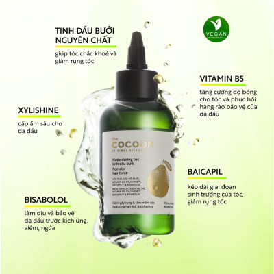 Combo 2 chai Nước dưỡng tóc tinh dầu bưởi (pomelo hair tonic) Cocoon 140ml/1chai thuần chay