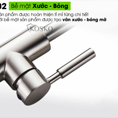 Vòi nước rửa chén KOSKO inox 304, vòi rửa chén bát tròn nóng lạnh phù hợp với nhiều loại bồn rửa chén và chậu rửa bát chén khác nhau