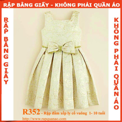 Rậpgiấy A0 đầm xếp ly cổ vuông  mã R352 (BẢN VẼ)