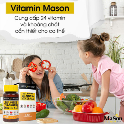 Viên uống Bổ sung vitamin tổng hợp cho cơ thể Mason Natural Daily Multiple Vitamins With Minerals –  lọ 60 viên