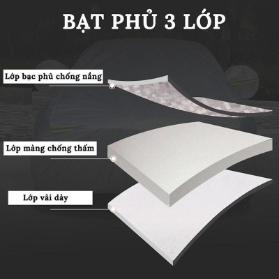 Bạt Phủ Xe Ô Tô VINFAST FADIL, LUX A 2.0, LUX SA 2.0, VF E34 Chất Liệu Bạt Tráng Nhôm 3 Lớp, Có Khóa Kéo Cửa Lái