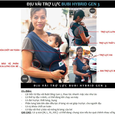 Địu vải Gen 3 - Lưới thoáng khí - xanh đen